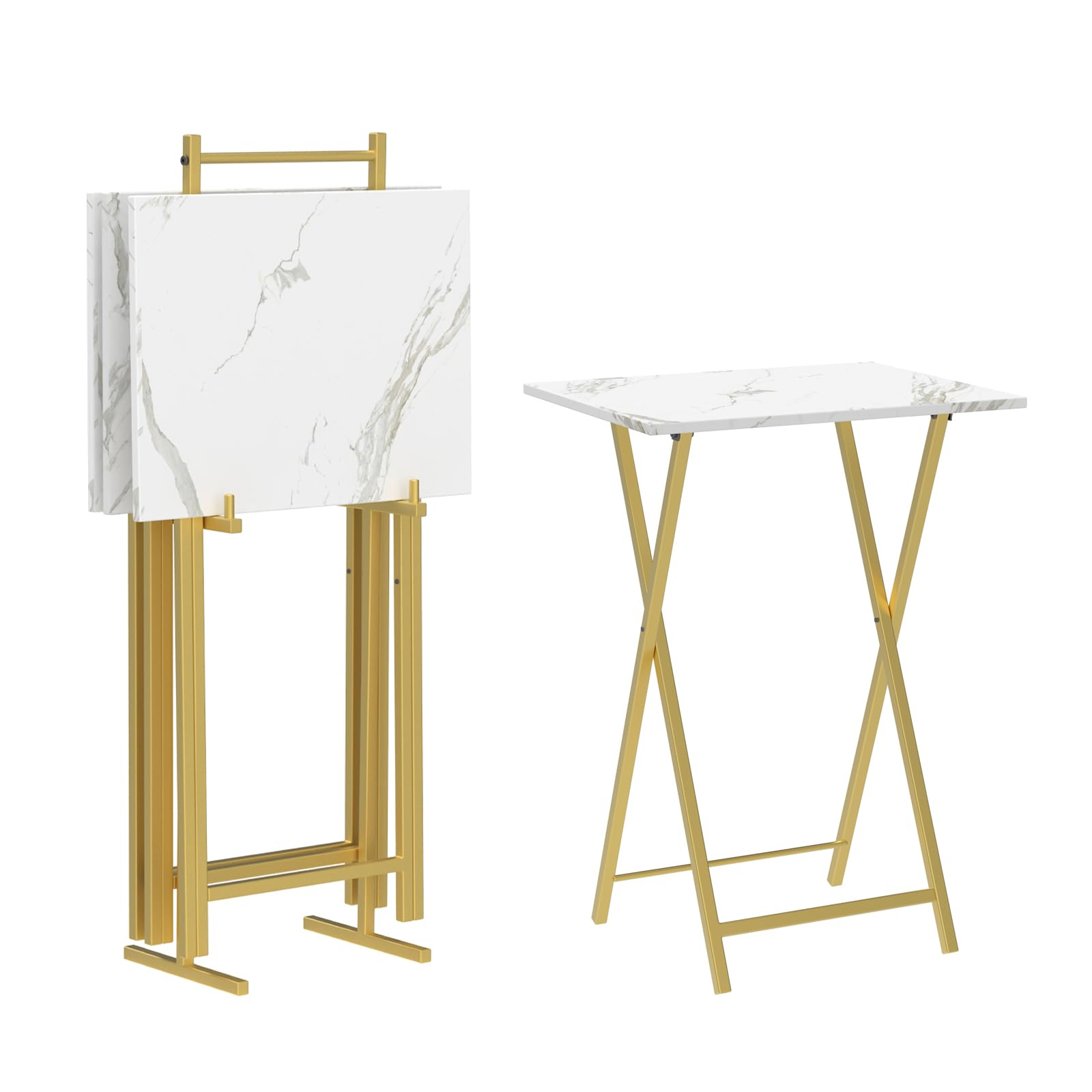 hoobro-tv-tray-tables-table-d-appoint-pliante-marbre-lot-4 image 1