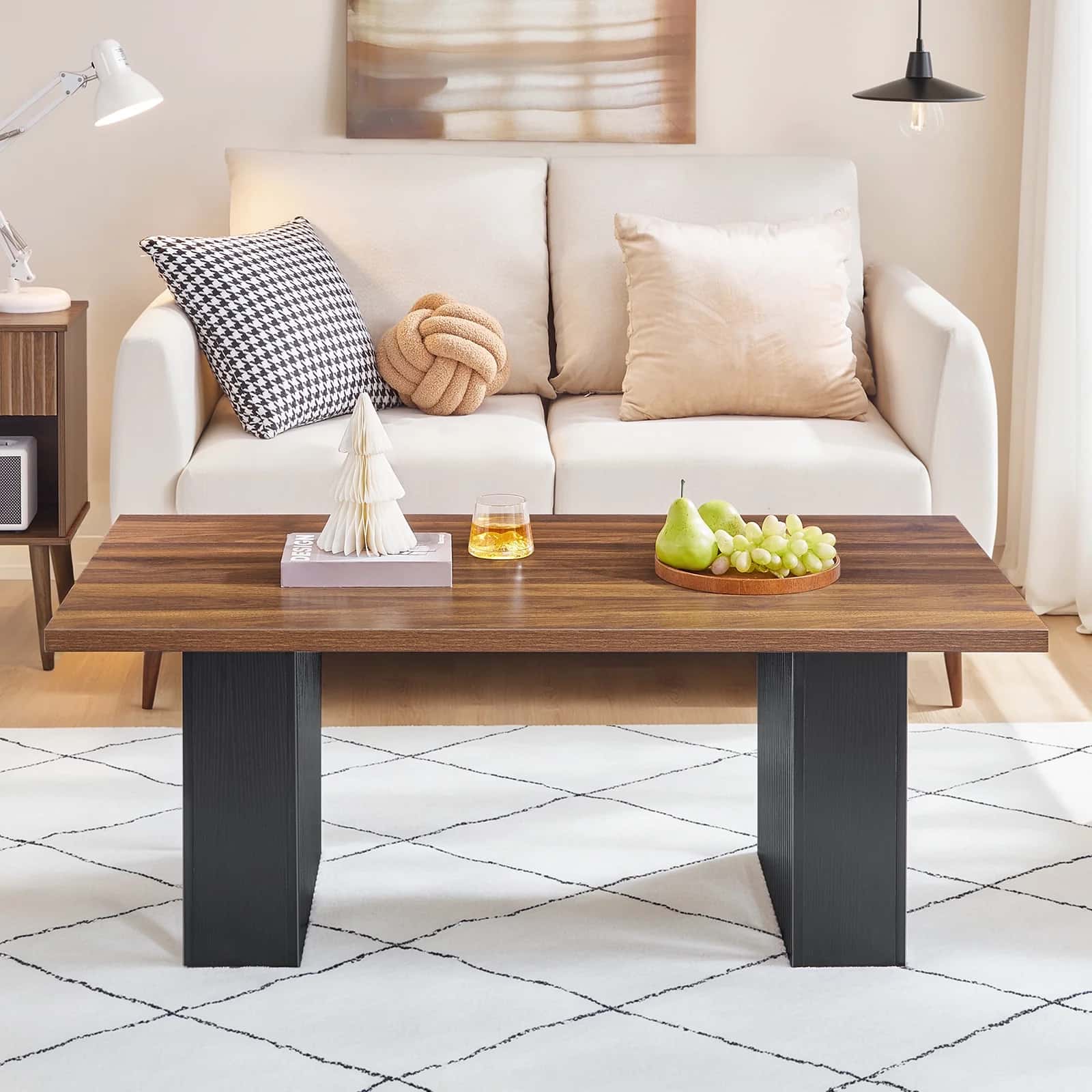 hoobro-coffee-tables-table-basse-120-cm-pieds-marron image 6