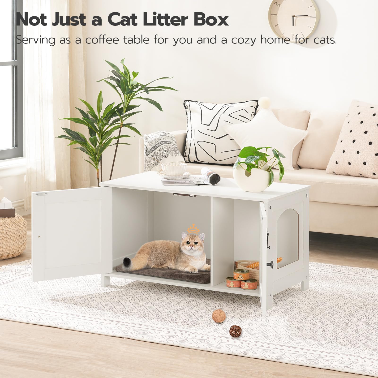 hoobro-pet-furniture-meuble-liti-re-chat-blanc image 8