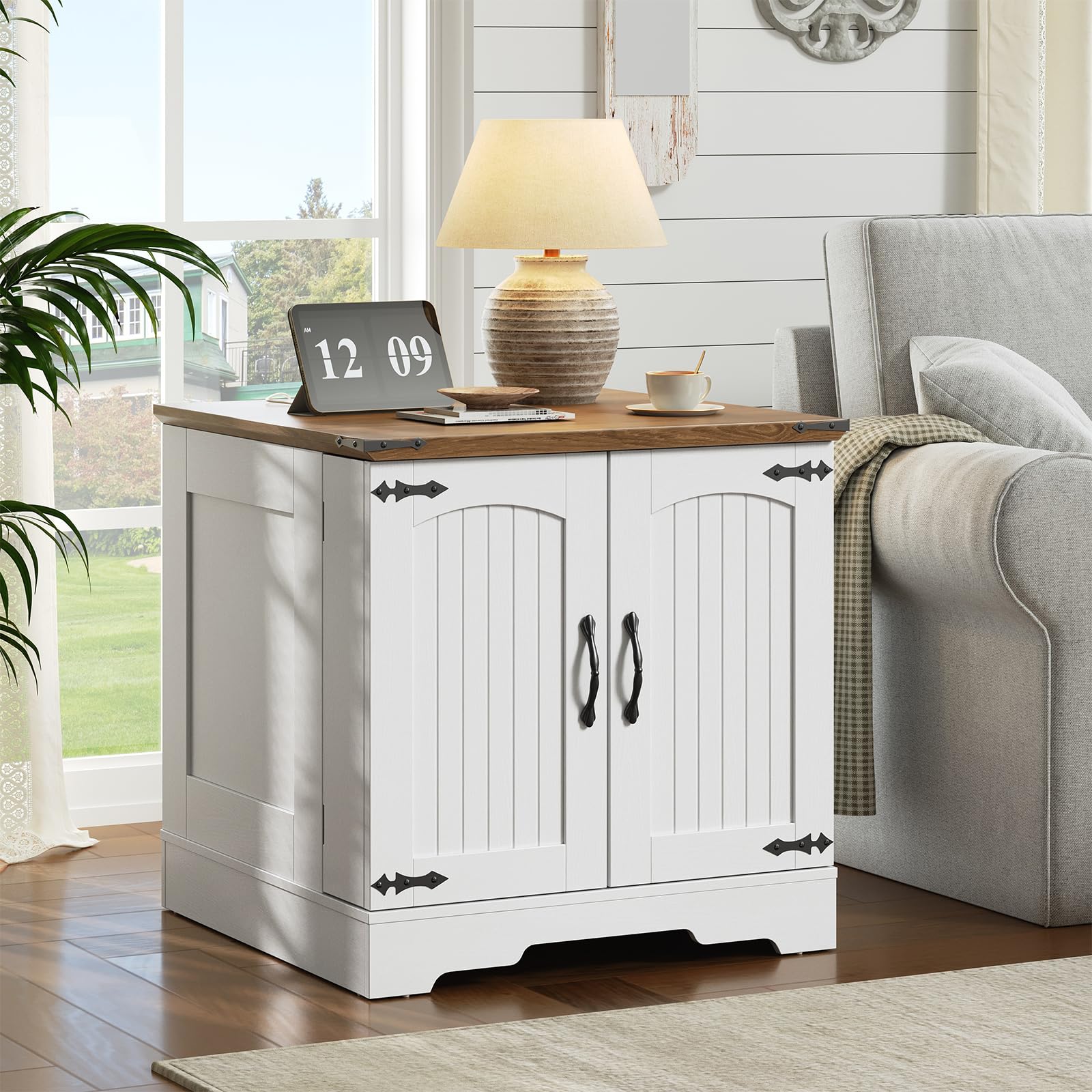 hoobro-nightstands-table-de-nuit-blanche-60-cm-prise image 2