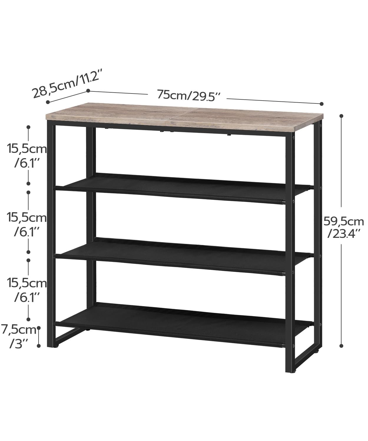 hoobro-shoe-racks-meuble-chaussures-4-niveaux-greige-tissu image 8