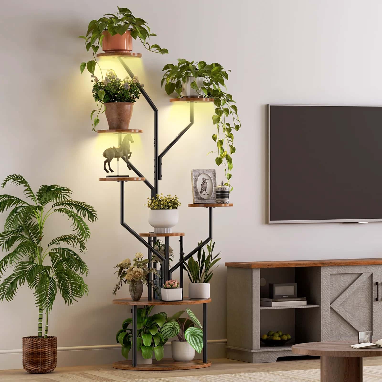 hoobro-storage-racks-tag-re-plantes-marron-8-niveaux-led image 5