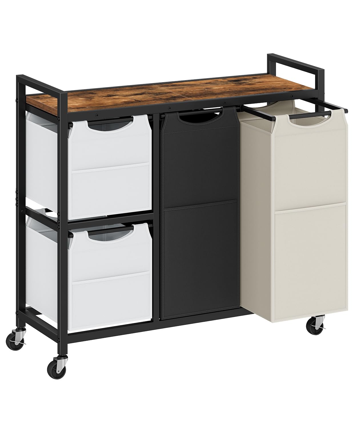 hoobro-panier-linge-4-bacs-blanc-147-l-bfe14xy01n1-roulettes image 1