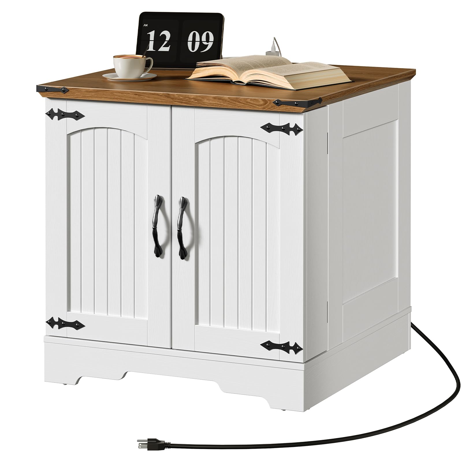 hoobro-nightstands-table-de-nuit-blanche-60-cm-prise image 1