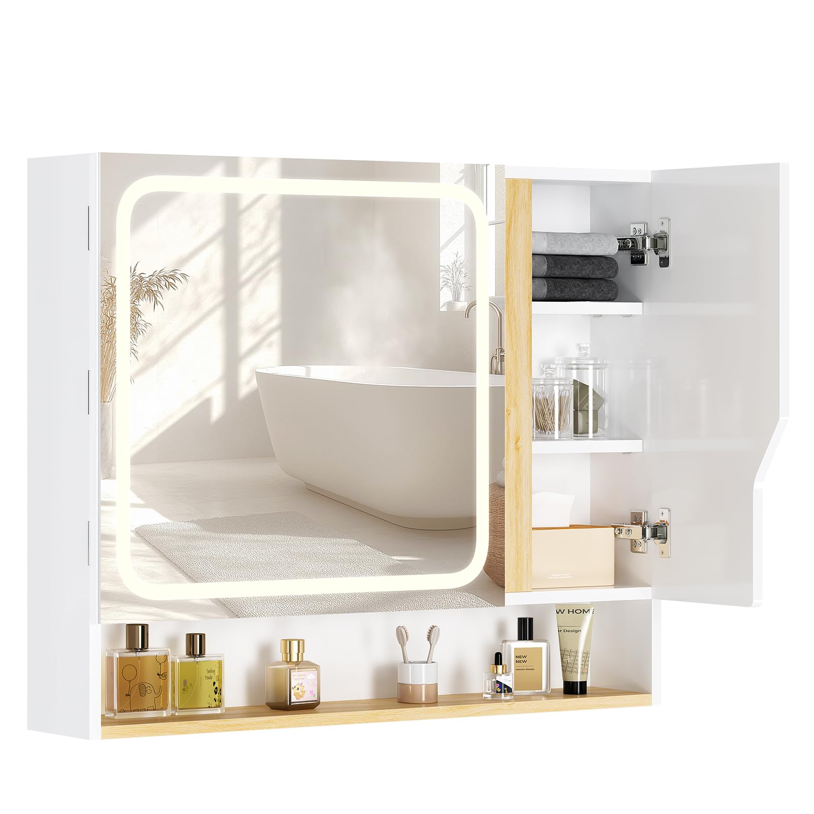forabamb-armoires-murales-armoire-miroir-led-80-cm-blanc image 1