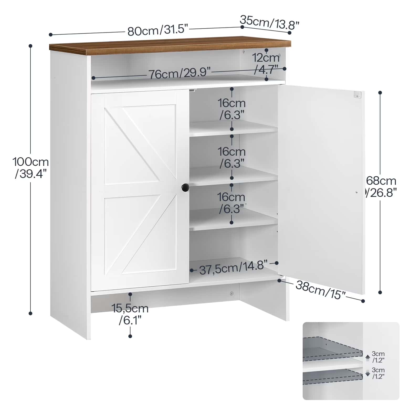 hoobro-shoe-racks-meuble-chaussures-blanc-farmhouse image 4