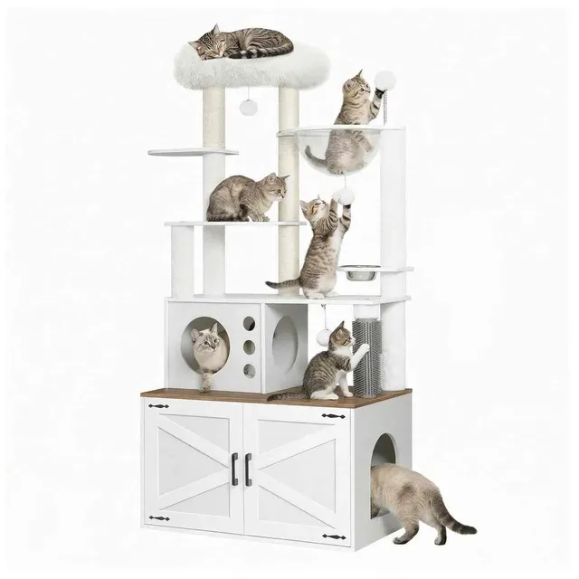 hoobro-pet-furniture-tour-liti-re-chat-blanche-167-cm-griffoir image 1