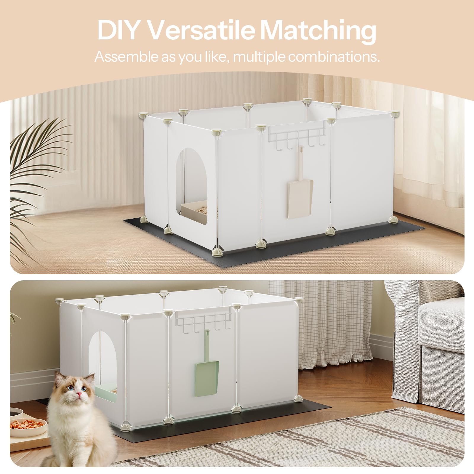 hoobro-pet-furniture-meuble-liti-re-chat-blanc-avec-tapis image 7