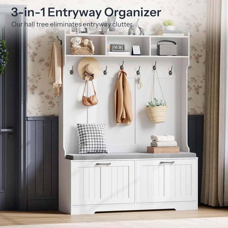 hoobro-meuble-d-entr-e-blanc-120-cm-avec-banc-et-vestiaire image 2