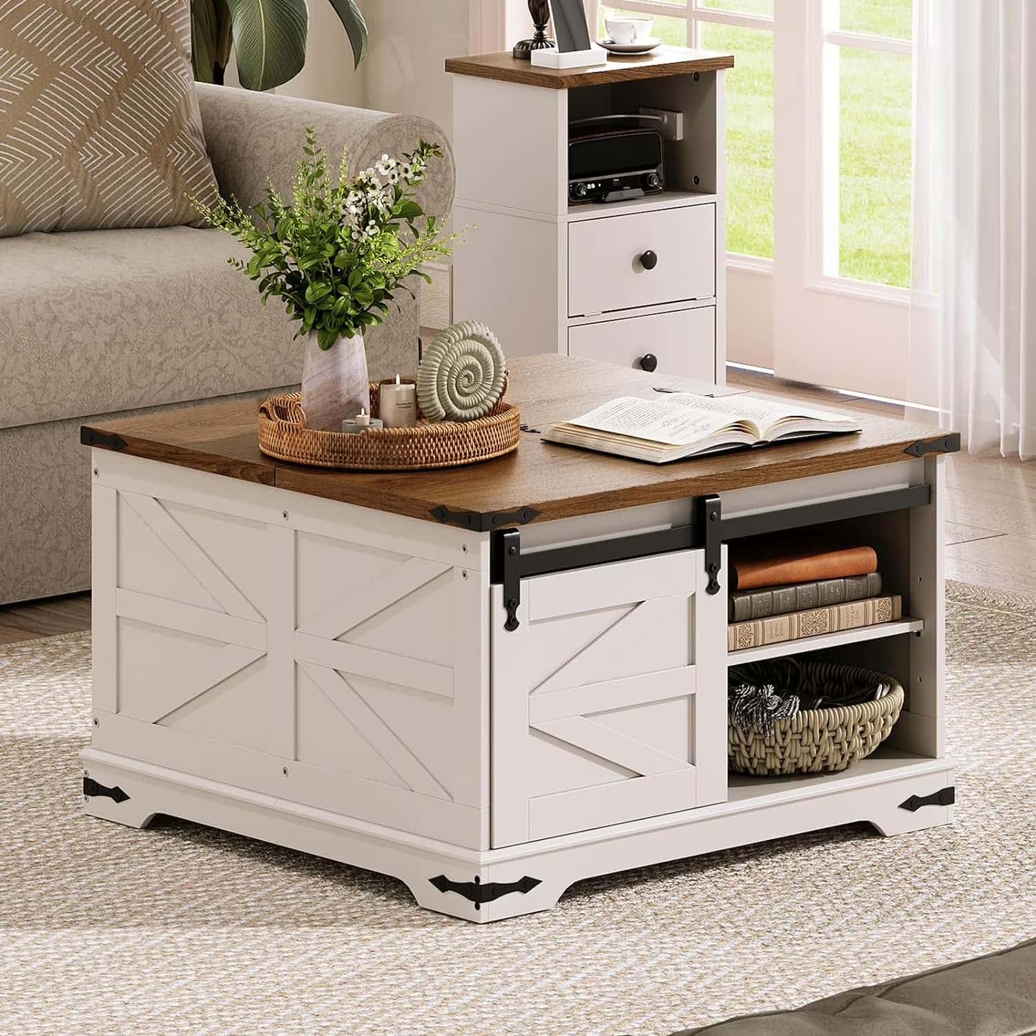 hoobro-coffee-tables-table-basse-blanche-plateau-relevable-carr-e image 7