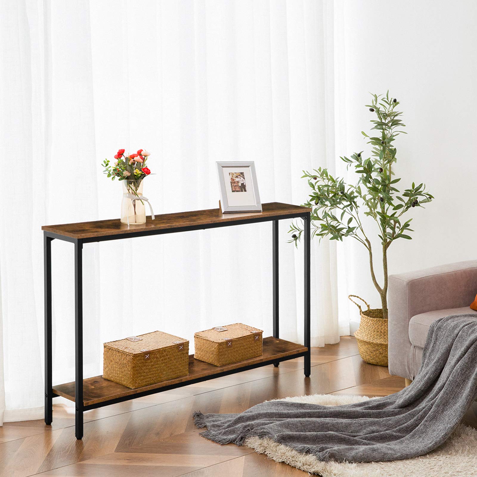hoobro-console-table-console-troite-120-cm-marron-tag-res image 4