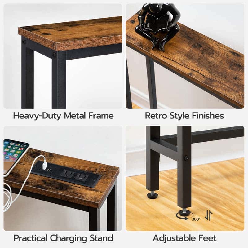 hoobro-console-d-entr-e-marron-120-cm-avec-prises image 7