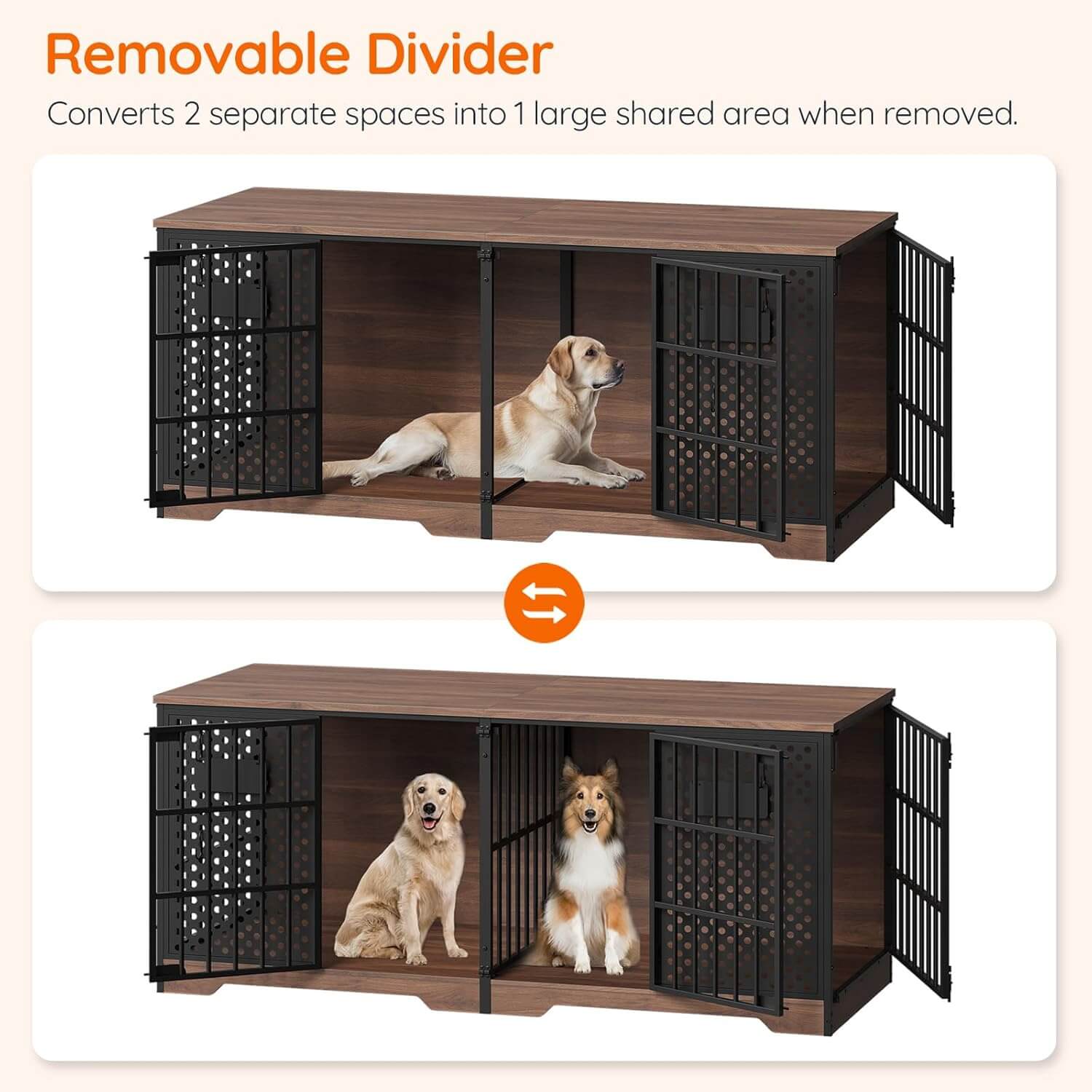 hoobro-double-niche-chien-meuble-tv-180-cm-noyer image 4