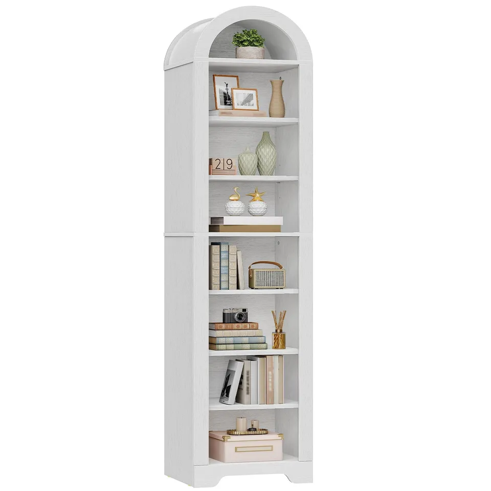hoobro-biblioth-que-blanche-arqu-e-troite-r-glable image 1
