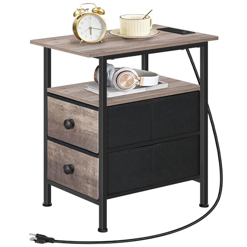 hoobro-side-tables-table-d-appoint-greige-tiroir-usb image 3