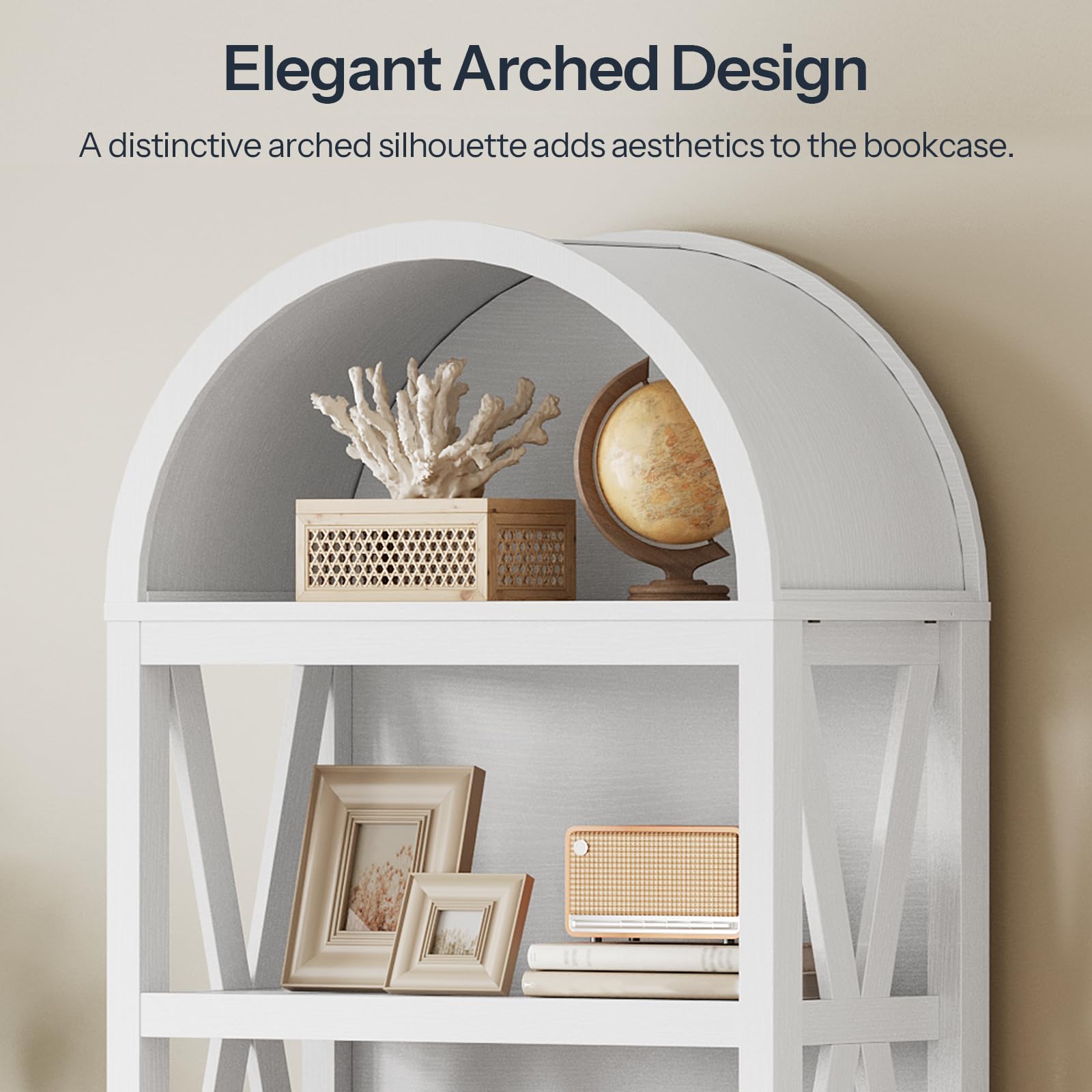 hoobro-bookshelves-biblioth-que-blanche-5-niveaux-arche image 8