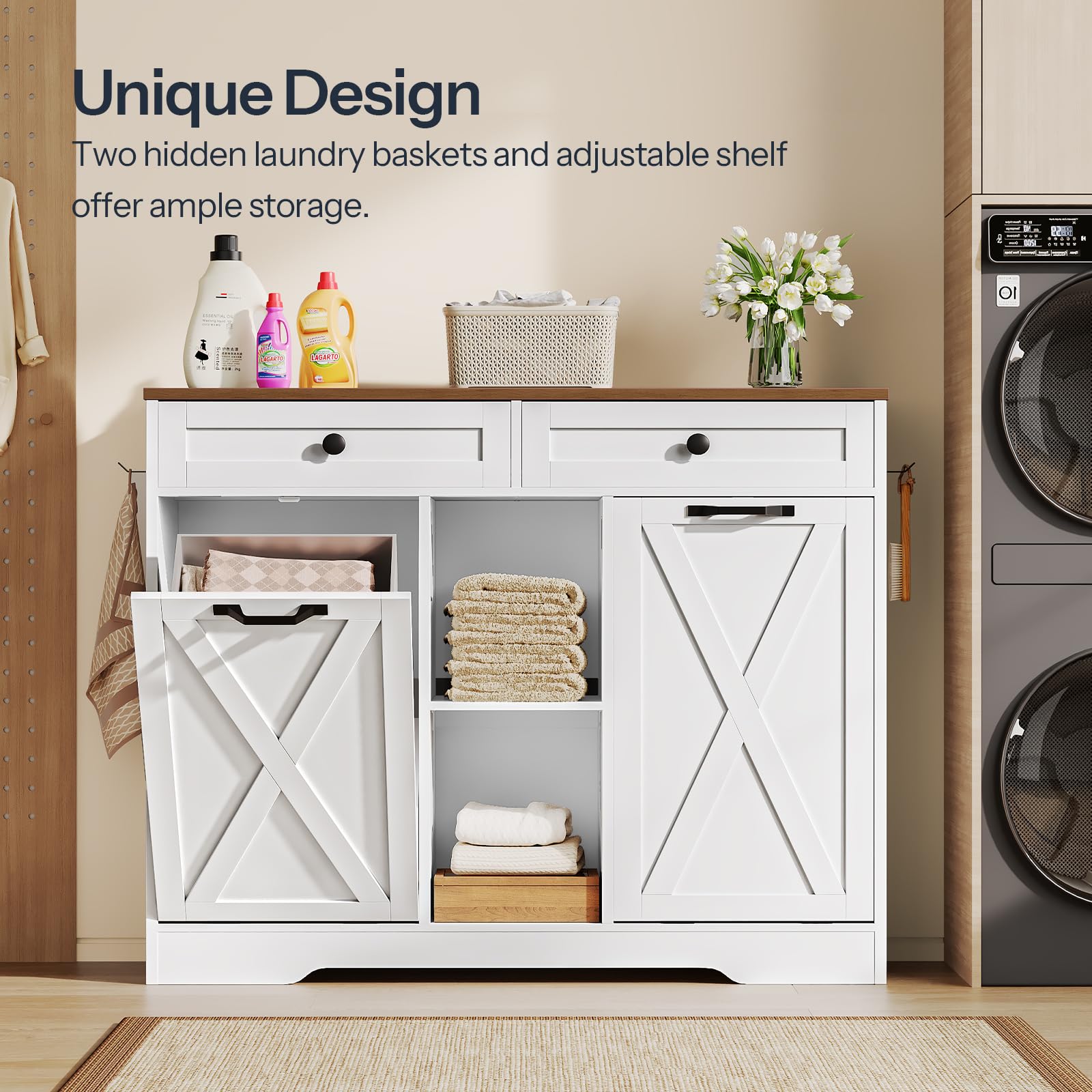 hoobro-meuble-panier-linge-double-blanc-87-l-avec-tag-re image 8