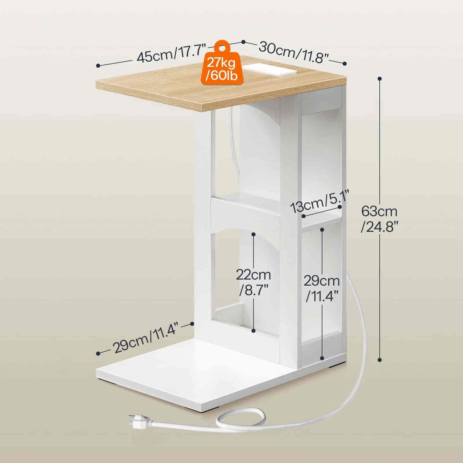 hoobro-table-en-c-blanche-avec-station-charge-appoint image 5