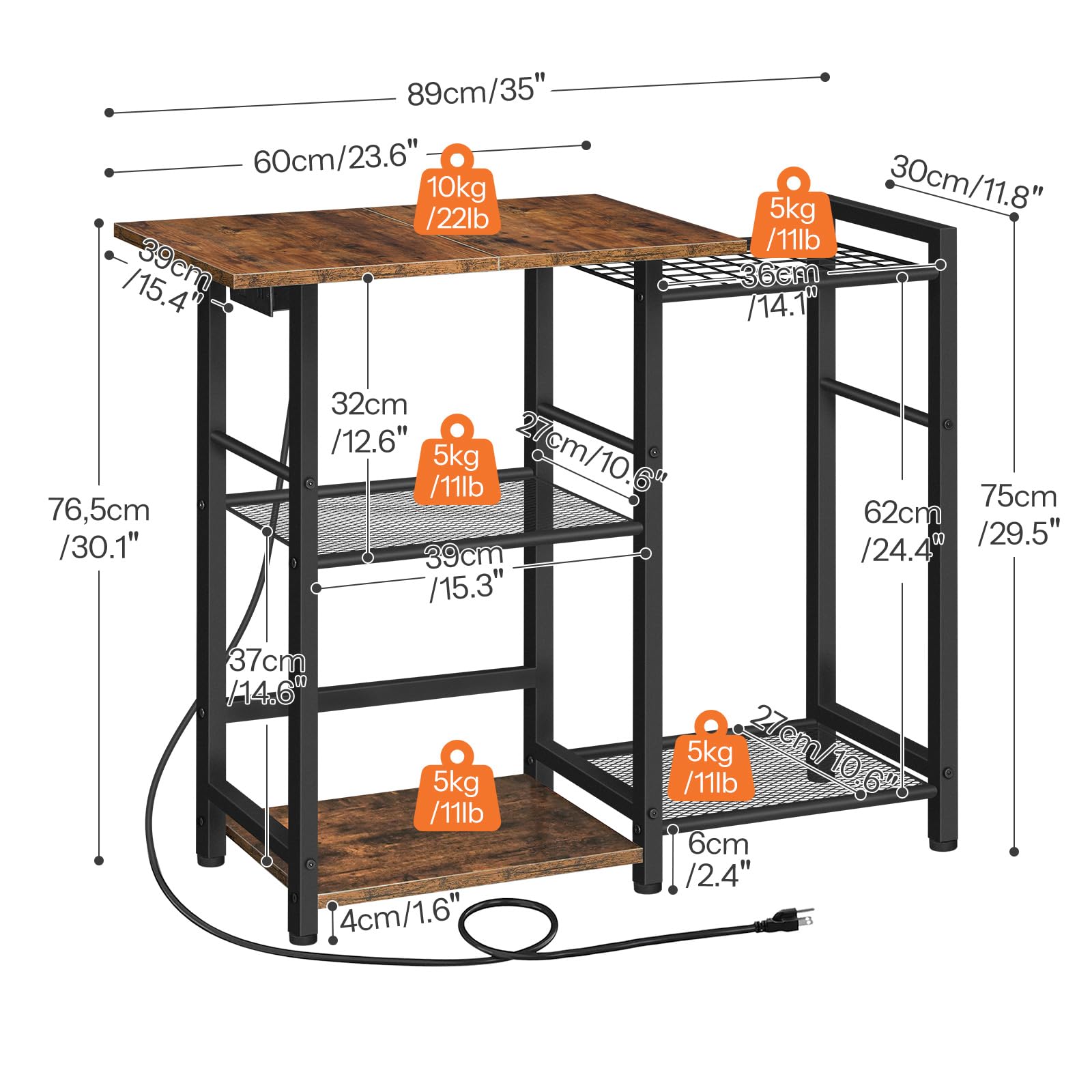 hoobro-kitchen-furniture-tag-re-cuisine-marron-avec-prise image 4