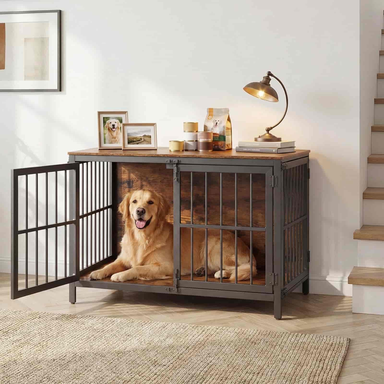 hoobro-meuble-niche-chien-int-rieur-bois-100-cm-marron image 5