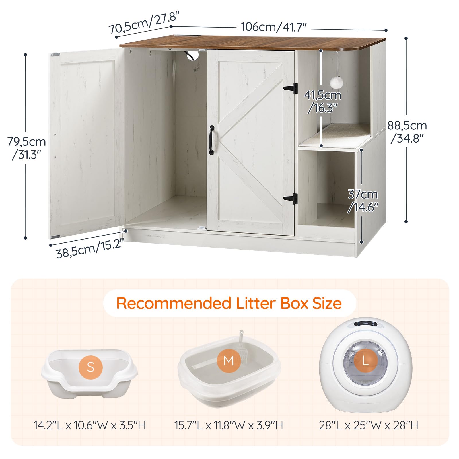 hoobro-pet-furniture-meuble-liti-re-chat-automatique-blanc-farmhouse image 4