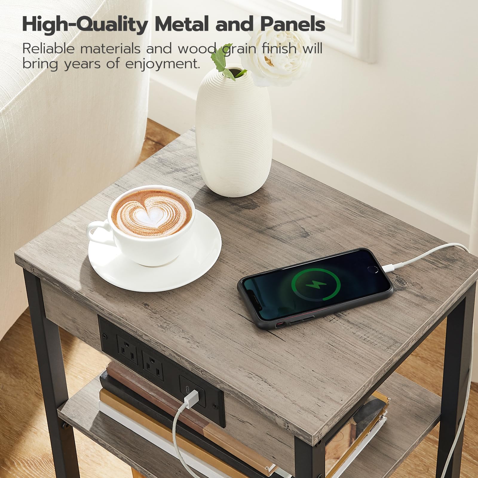hoobro-side-tables-table-d-appoint-3-niveaux-greige-avec-usb image 7