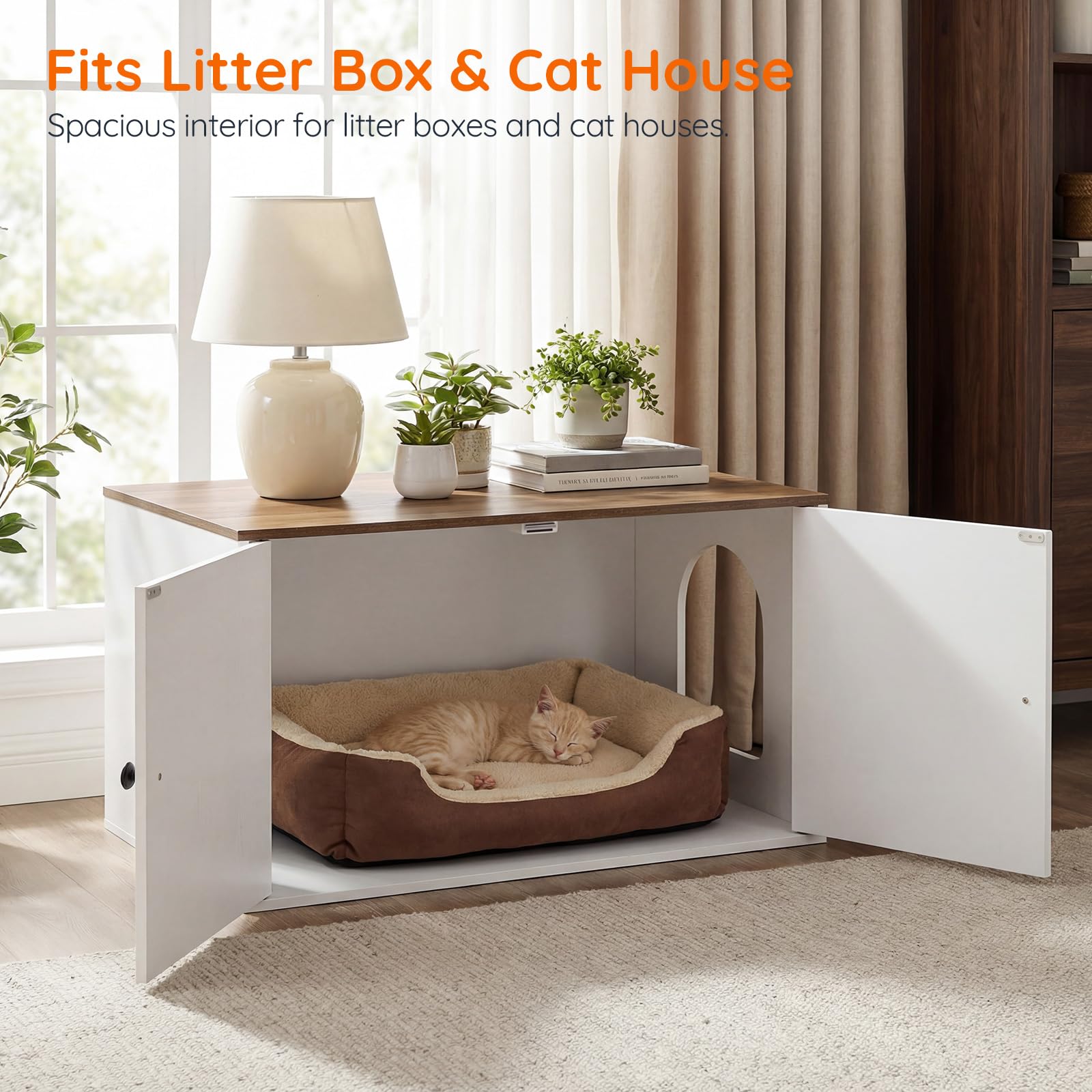 hoobro-pet-furniture-meuble-liti-re-chat-blanc-entr-e-lat-rale image 6