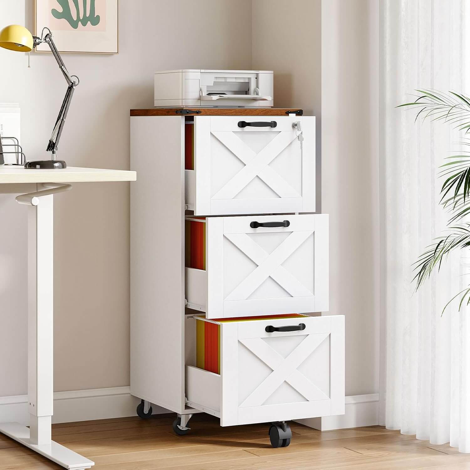 hoobro-caisson-de-bureau-bois-blanc-3-tiroirs-a4 image 2
