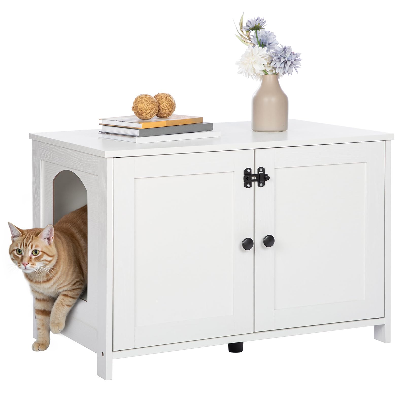 hoobro-pet-furniture-meuble-liti-re-chat-blanc image 1
