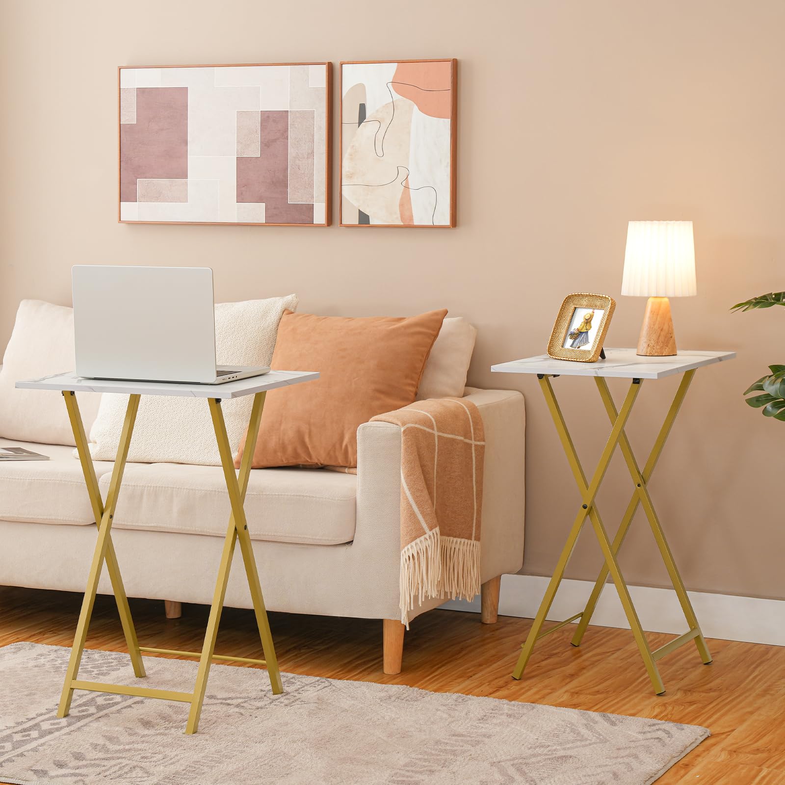 hoobro-tv-tray-tables-table-pliante-marbre-lot-de-2 image 6