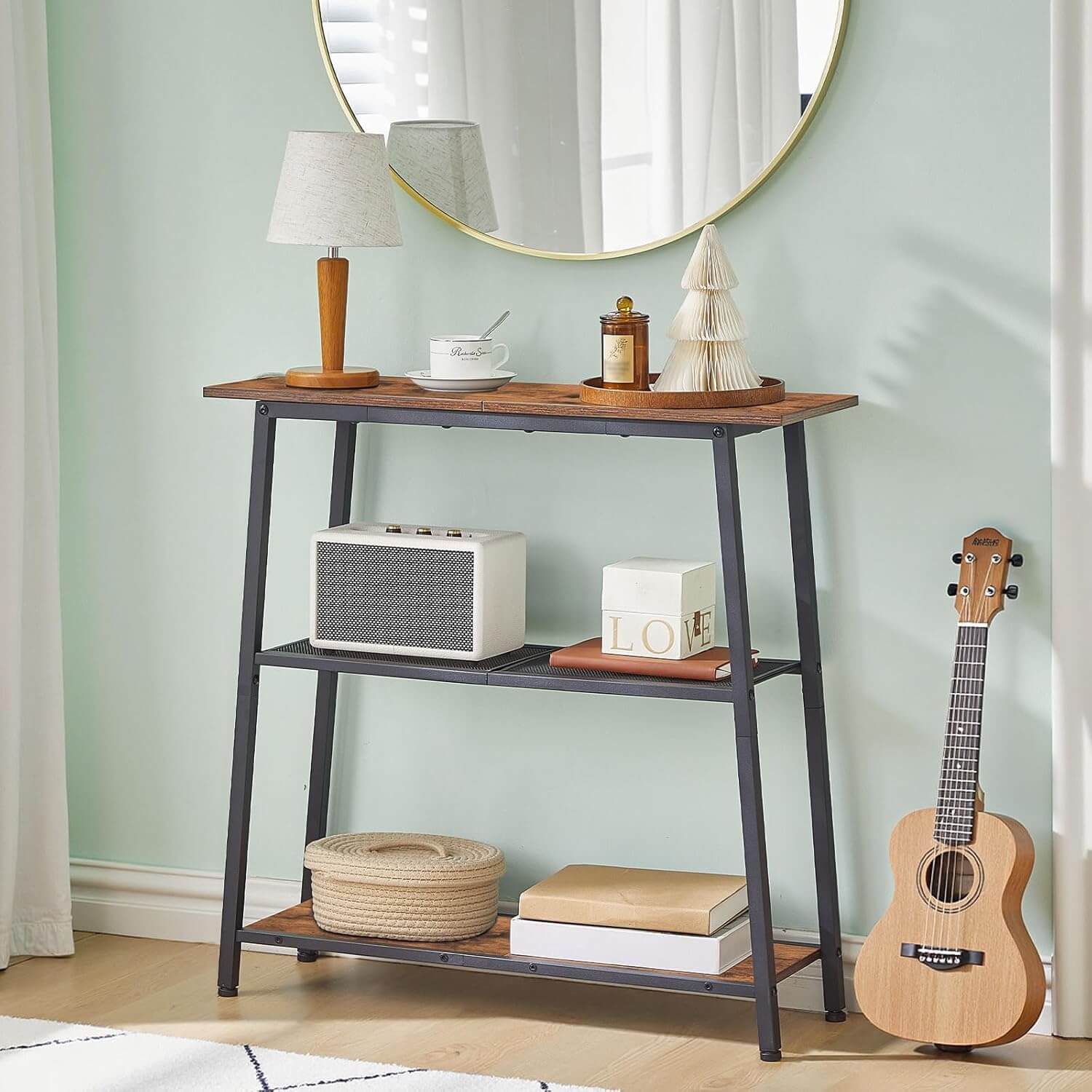 hoobro-console-table-console-entr-e-marron-3-niveaux-troite image 7
