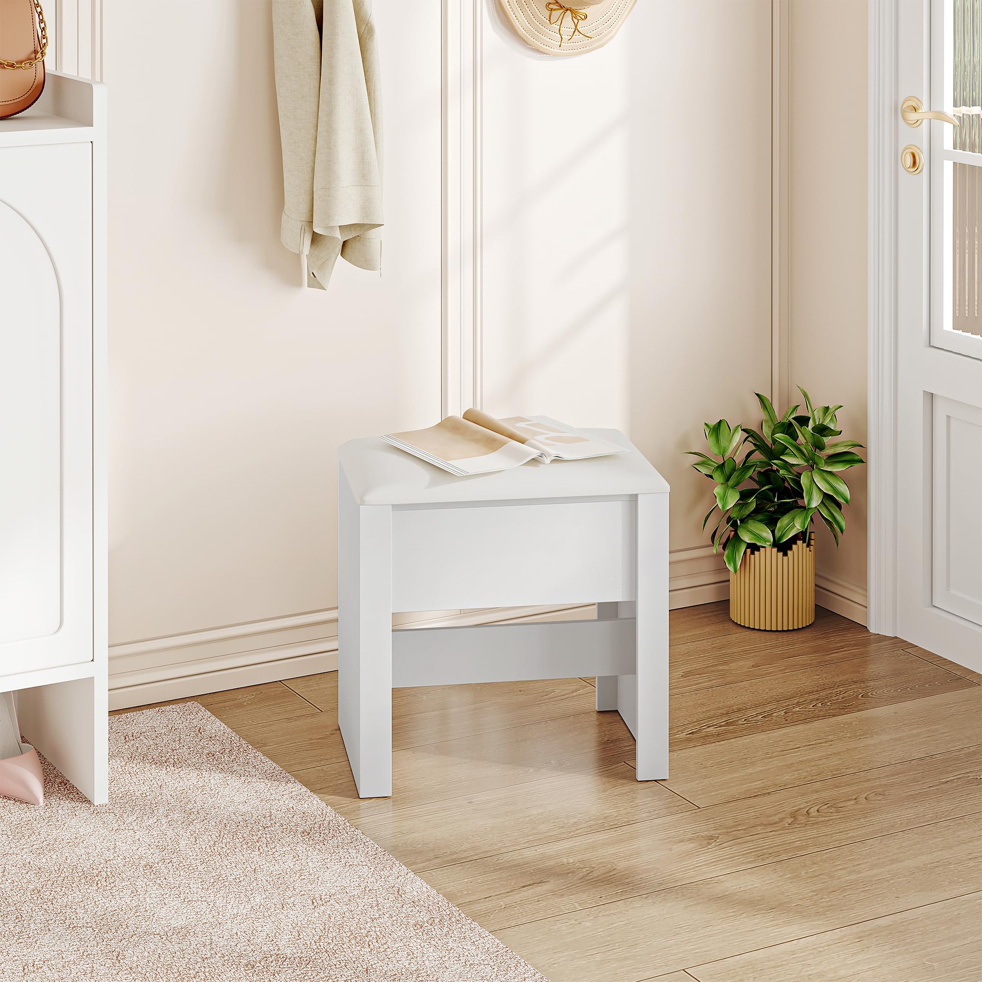hexcelen-tabouret-coiffeuse-blanc-30x40x44-cm-simili-cuir-120-kg image 8
