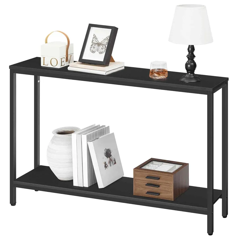 hoobro-console-table-console-troite-120-cm-noire-avec-tag-re image 1