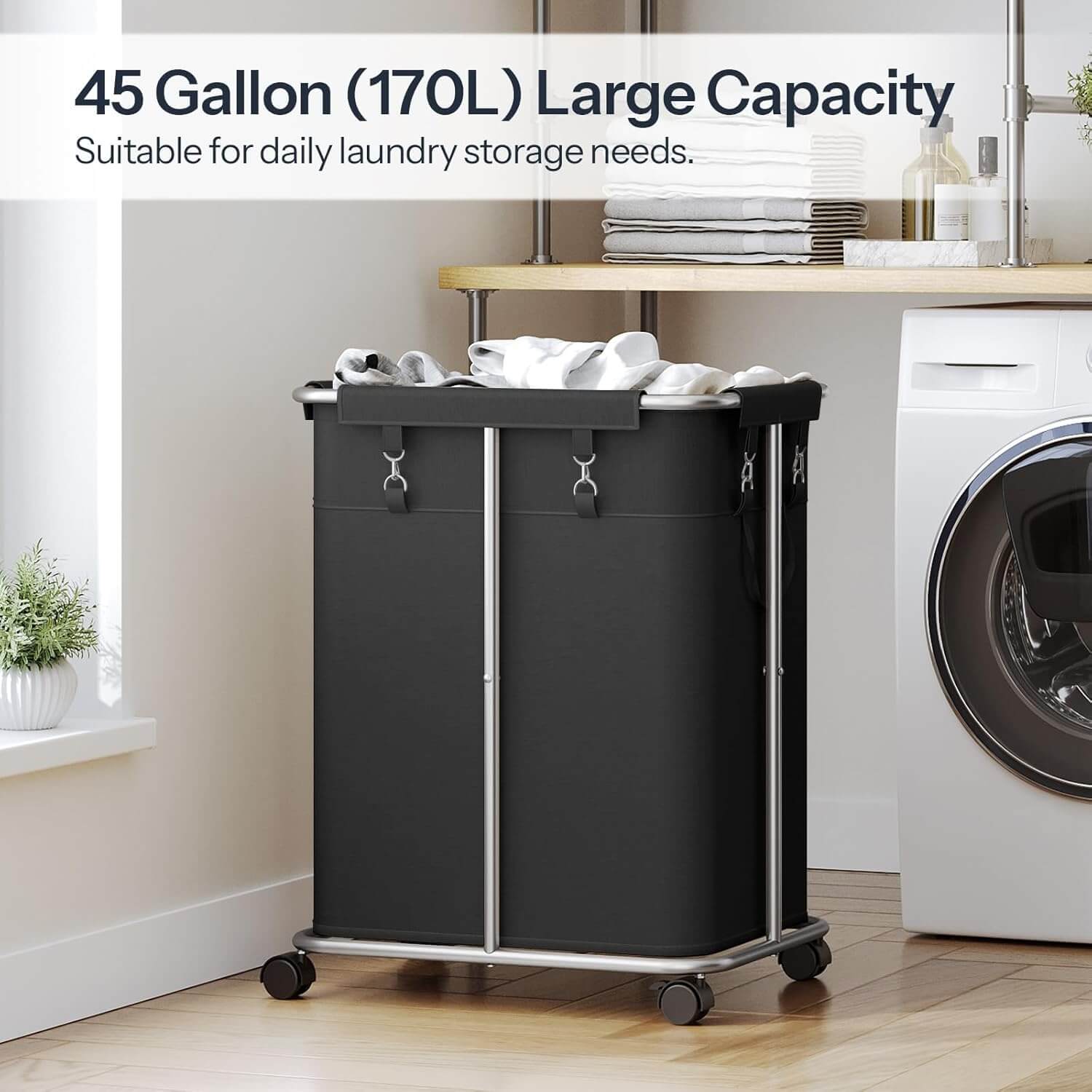 hoobro-panier-linge-170l-roulettes-noir-grande-capacit image 3