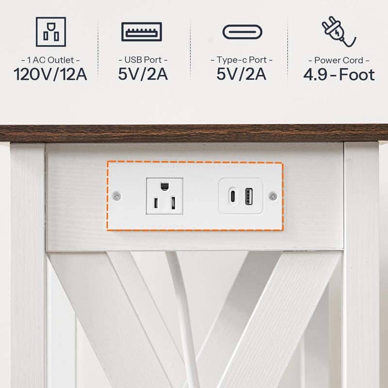 hoobro-table-chevet-bout-canap-blanc-prise-usb-2-niveaux image 4
