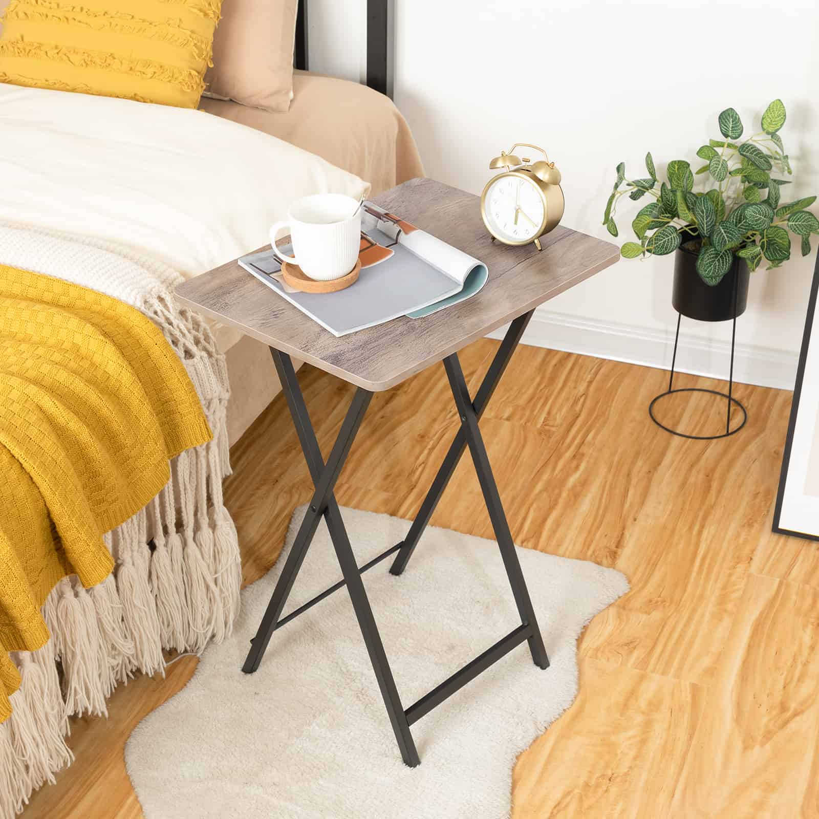 hoobro-tv-tray-tables-table-d-appoint-pliante-greige image 2
