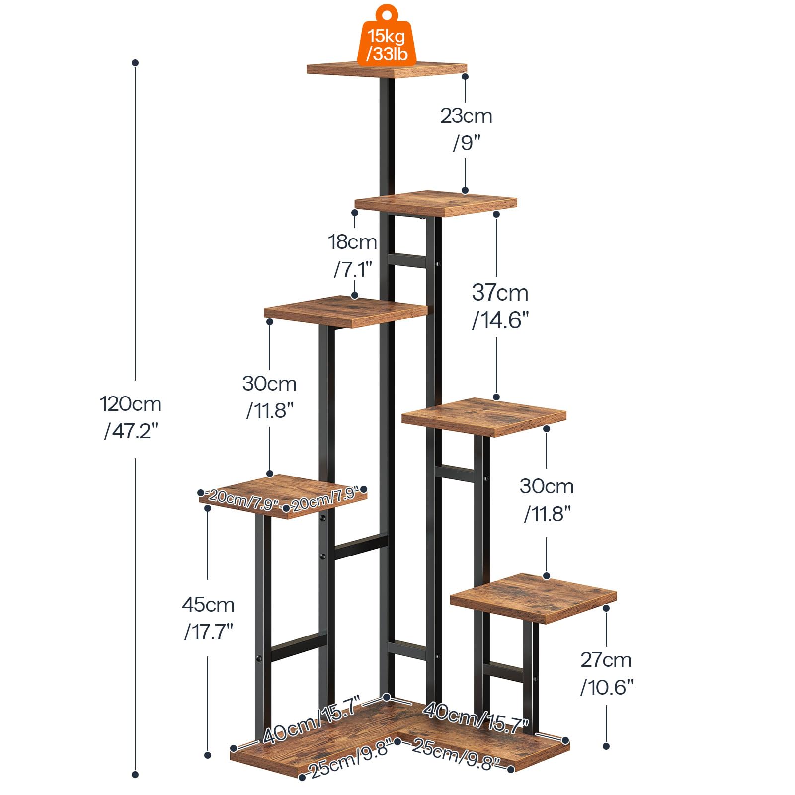 hoobro-storage-racks-porte-plantes-7-niveaux-marron image 3