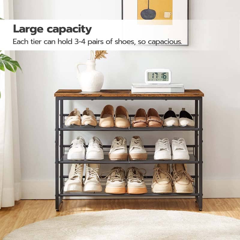 hoobro-shoe-racks-meuble-chaussures-marron-4-niveaux-12-paires image 4