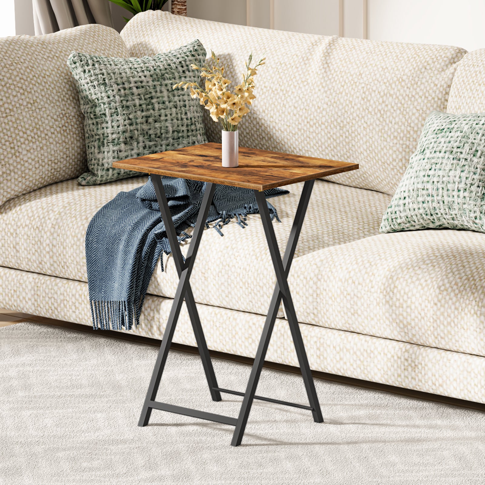 hoobro-tv-tray-tables-pliantes-marron-lot-de-2-plateaux-tv image 6