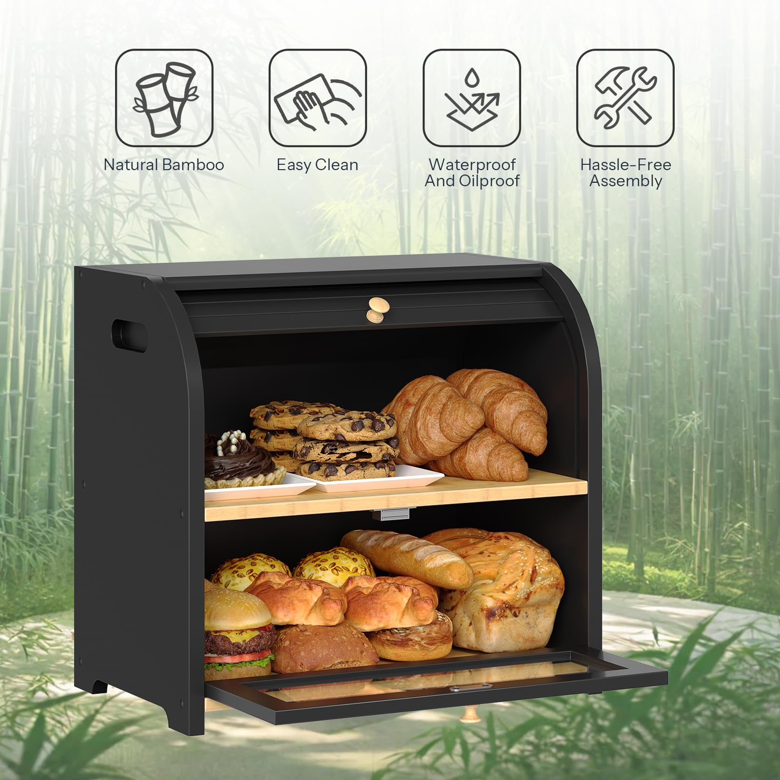 hoobro-kitchen-bo-te-pain-noire-bambou-2-tages-volet image 5