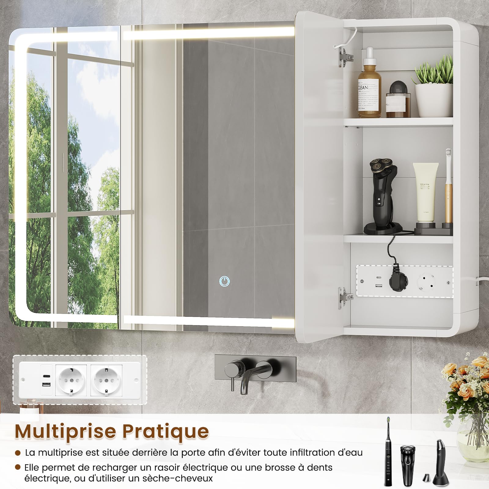 forabamb-armoires-murales-60cm-armoire-miroir-led-3-portes-prise image 6