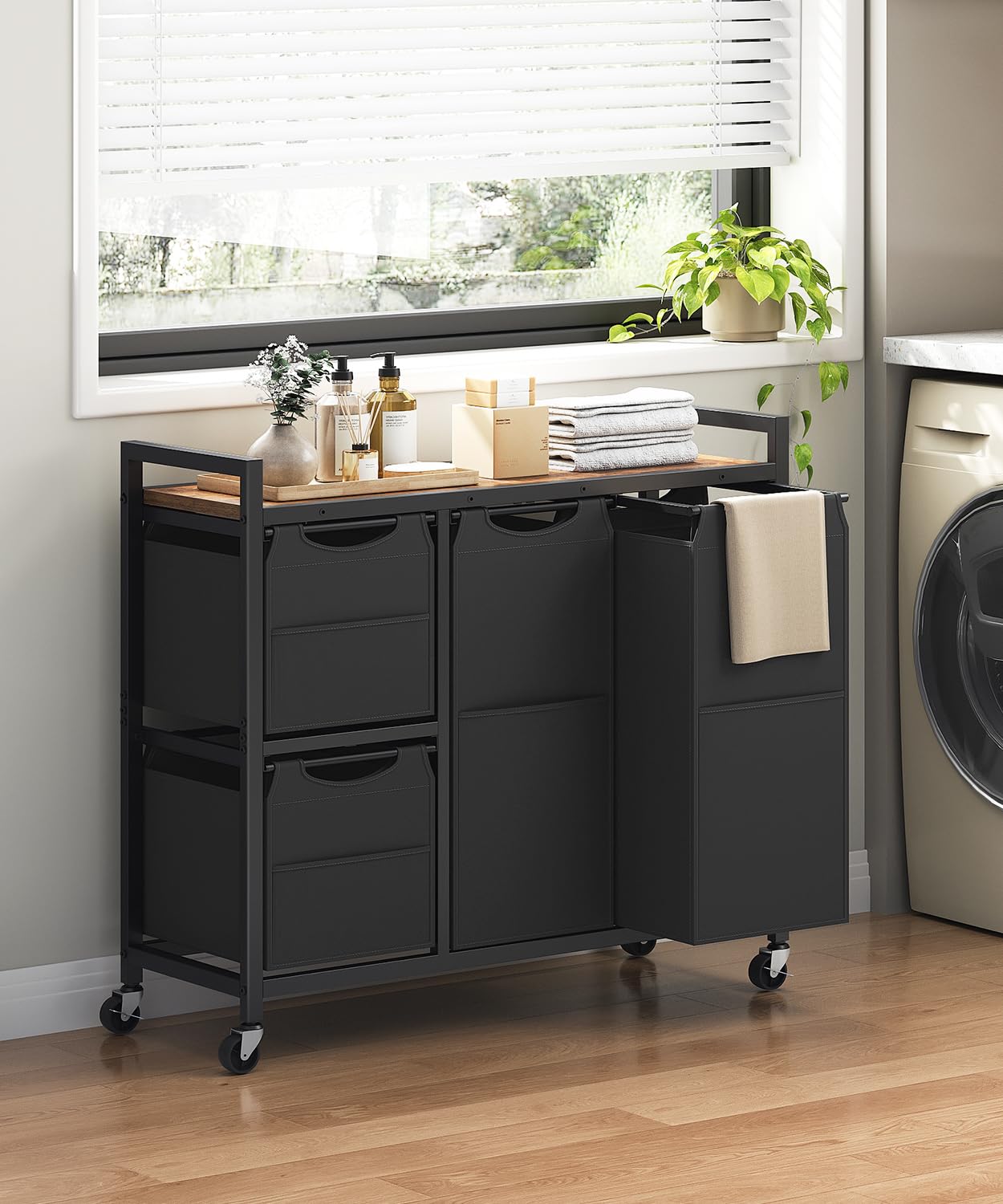 hoobro-bf14xy01n1-panier-linge-4-bacs-marron-127-l image 2