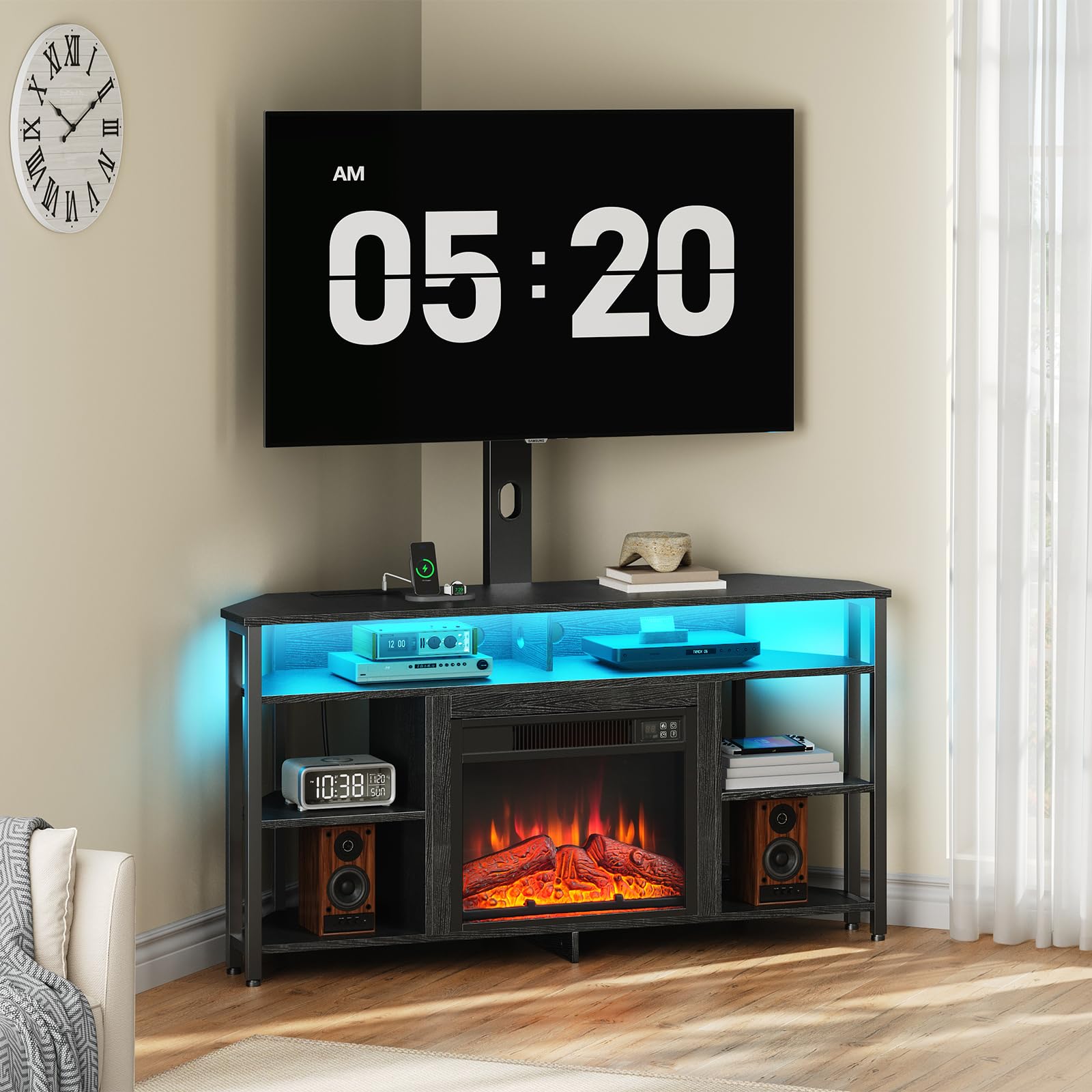 hoobro-tv-stands-meuble-tv-chemin-e-75-pouces-noir image 2
