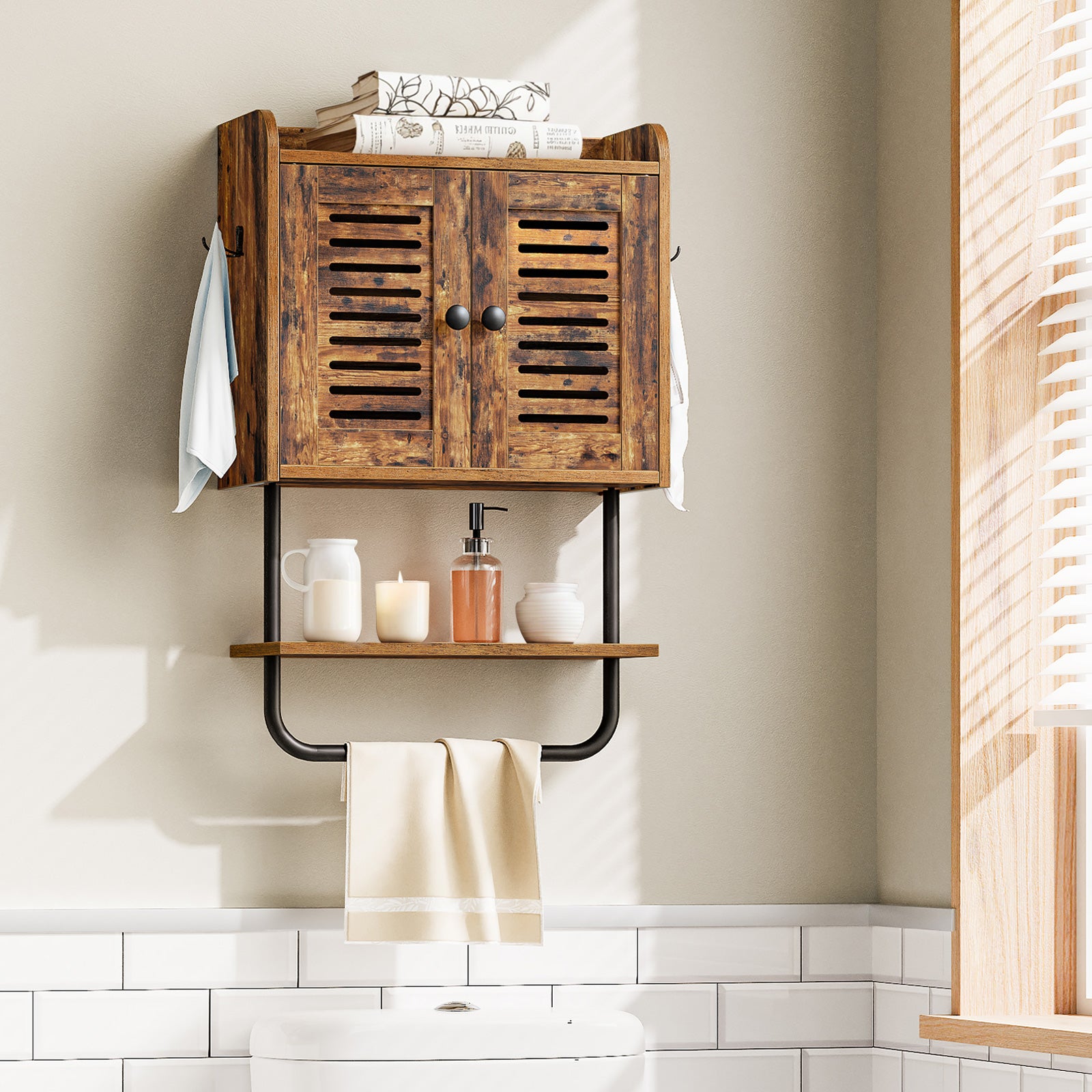 hoobro-bathroom-furniture-armoire-bain-marron-2-portes image 4