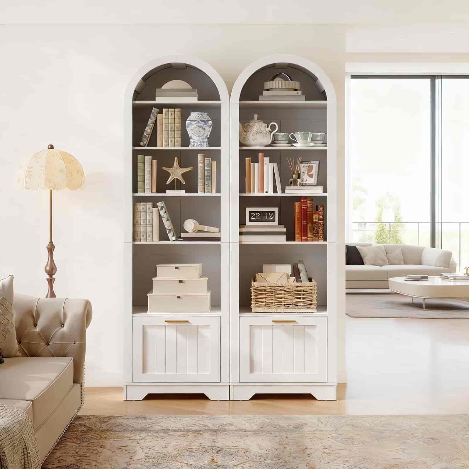 hoobro-biblioth-que-arche-blanche-180-cm-tiroir-dossier image 4