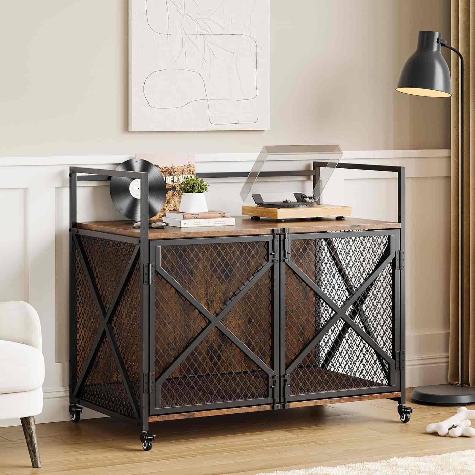 hoobro-pet-furniture-niche-chien-marron-roulettes-104-cm image 4