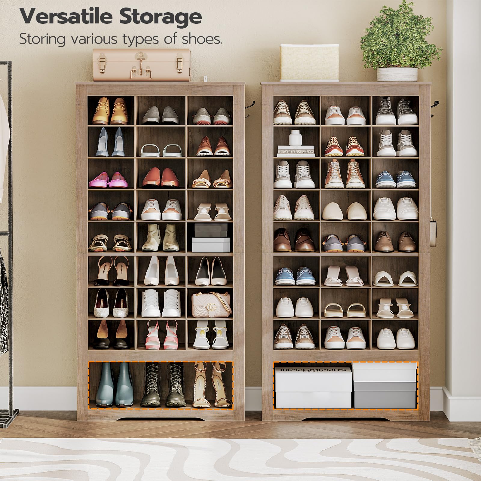 hoobro-shoe-racks-meuble-chaussures-greige-9-niveaux-24-cases image 4