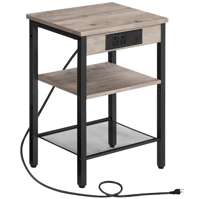 hoobro-side-tables-table-d-appoint-3-niveaux-greige-avec-usb image 1