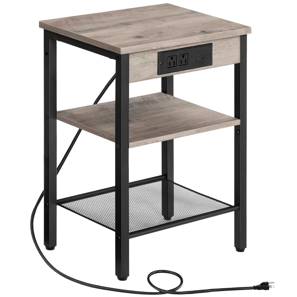hoobro-side-tables-table-d-appoint-3-niveaux-greige-avec-usb image 1