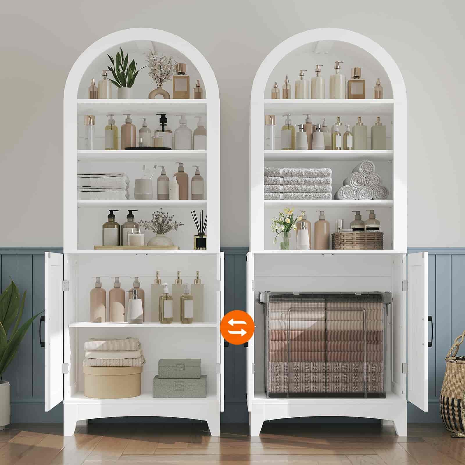 hoobro-armoire-salle-de-bain-haute-blanche-2-portes-170-cm image 8